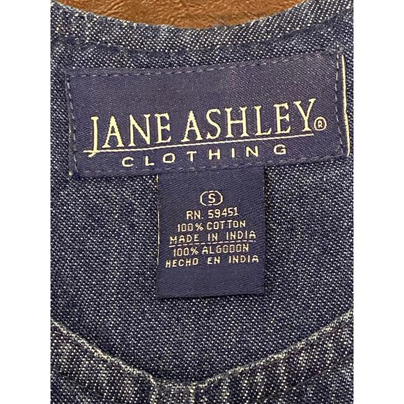 90s Vintage Jane Ashley Denim Jumper Dress Christmas Embroidered Snowman Teacher - Picture 6 of 10